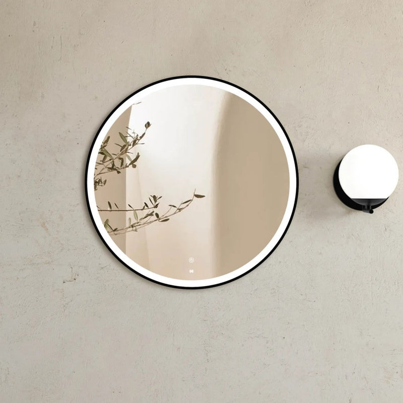 800mm Otti Bondi Metal Frame Round Tuffi LED Mirror