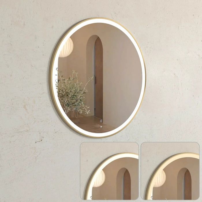 800mm Otti Bondi Metal Frame Round Tuffi LED Mirror