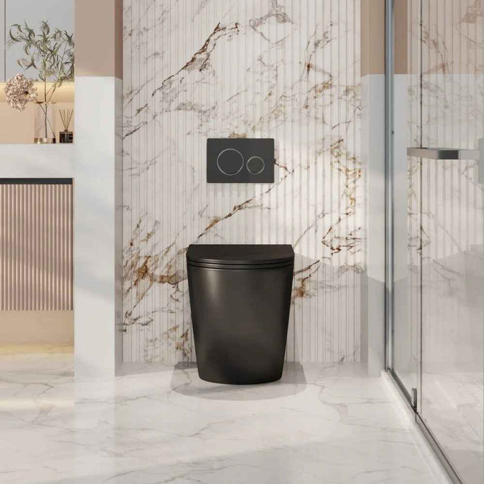570*360*410mm Mercio Norton99 Matt Black Mercio Quiet Wall-Faced Floor Toilet & Geberit Alpha Cistern & Button