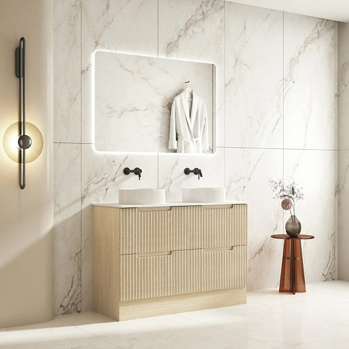 600-1800*455*830mm Mercio Rhea Natural Oak Fluted Freestanding Vanity
