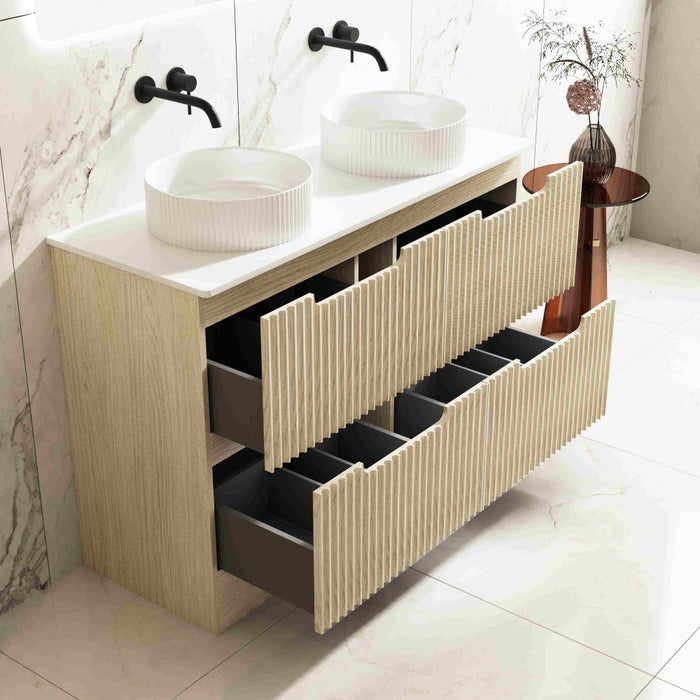 600-1800*455*830mm Mercio Rhea Natural Oak Fluted Freestanding Vanity