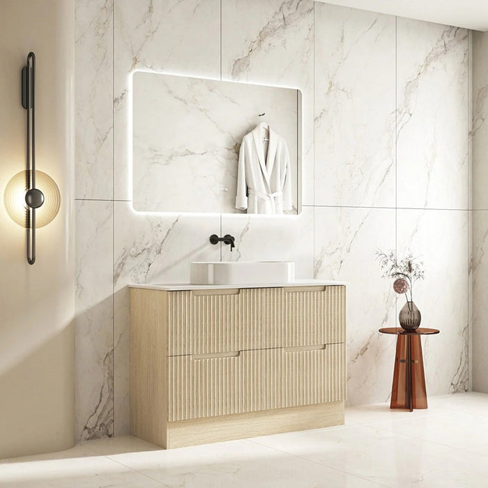 600-1800*455*830mm Mercio Rhea Natural Oak Fluted Freestanding Vanity