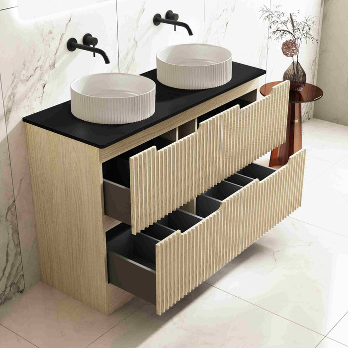 600-1800*455*830mm Mercio Rhea Natural Oak Fluted Freestanding Vanity