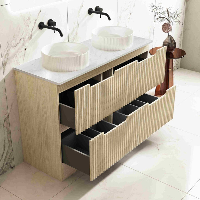 600-1800*455*830mm Mercio Rhea Natural Oak Fluted Freestanding Vanity