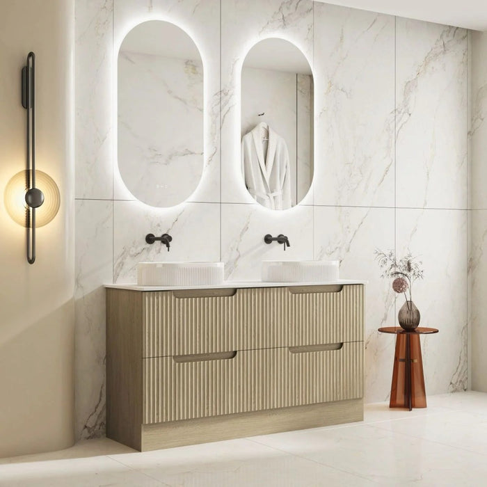 600-1800*455*830mm Mercio Rhea Natural Oak Fluted Freestanding Vanity