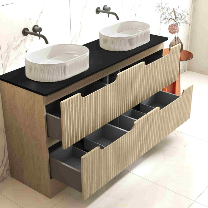 600-1800*455*830mm Mercio Rhea Natural Oak Fluted Freestanding Vanity