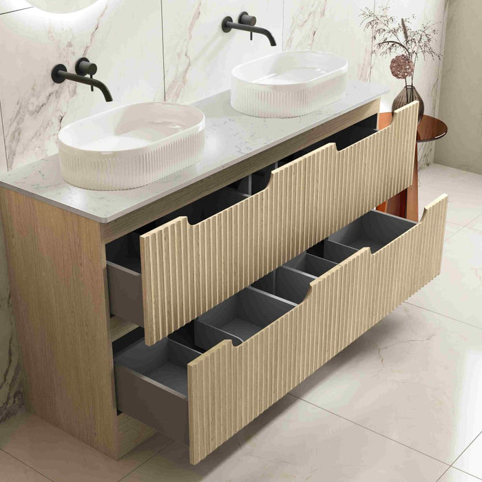 600-1800*455*830mm Mercio Rhea Natural Oak Fluted Freestanding Vanity