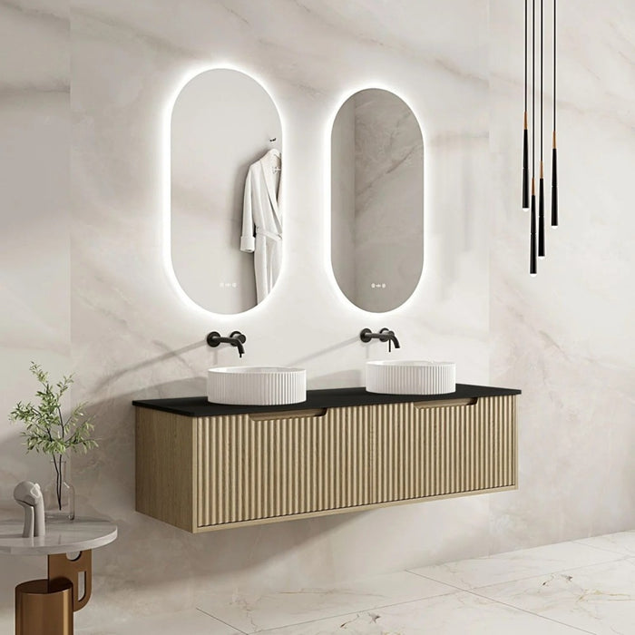 600-1800*455*390mm Mercio Rhea Natural Oak Fluted Wall Hung Vanity