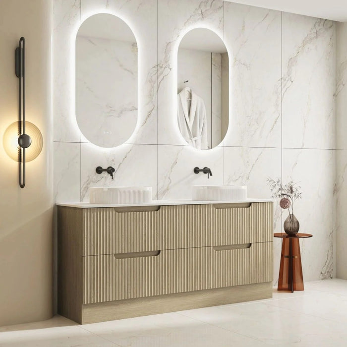 600-1800*455*830mm Mercio Rhea Natural Oak Fluted Freestanding Vanity