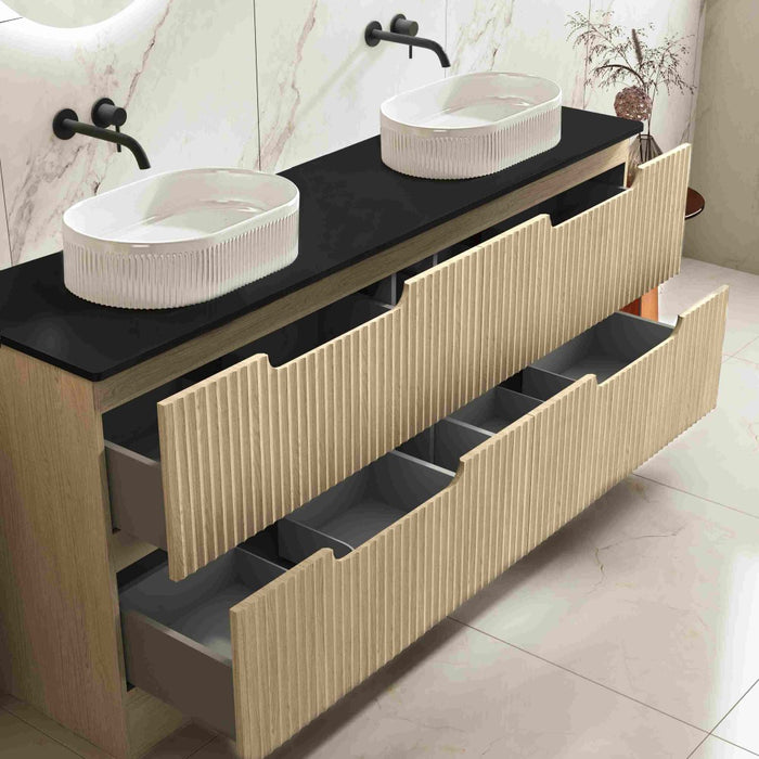 600-1800*455*830mm Mercio Rhea Natural Oak Fluted Freestanding Vanity