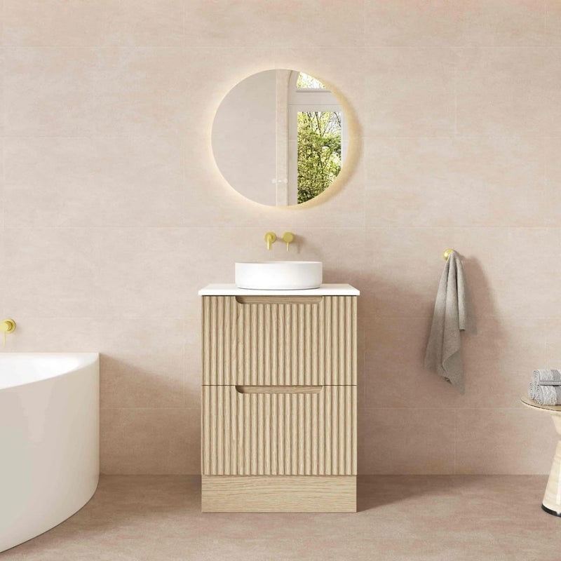 600-1800*455*830mm Mercio Rhea Natural Oak Fluted Freestanding Vanity