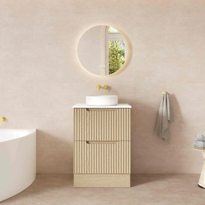 600-1800*455*830mm Mercio Rhea Natural Oak Fluted Freestanding Vanity