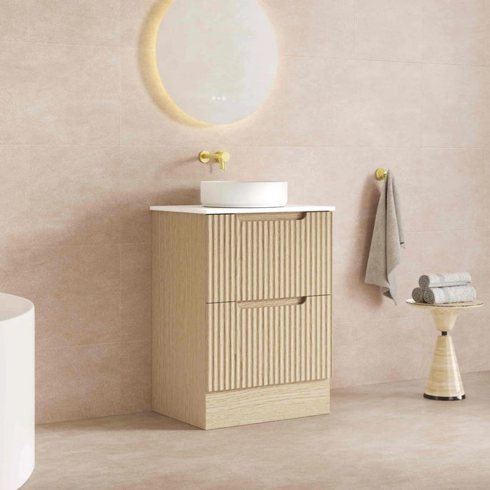 600-1800*455*830mm Mercio Rhea Natural Oak Fluted Freestanding Vanity