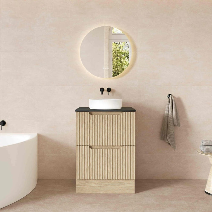 600-1800*455*830mm Mercio Rhea Natural Oak Fluted Freestanding Vanity