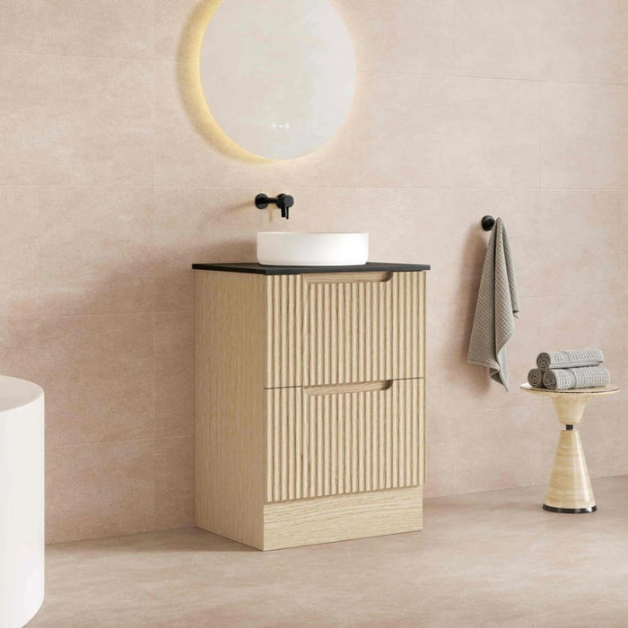 600-1800*455*830mm Mercio Rhea Natural Oak Fluted Freestanding Vanity