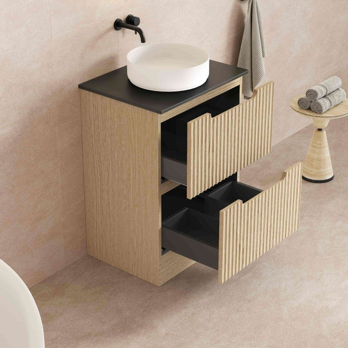 600-1800*455*830mm Mercio Rhea Natural Oak Fluted Freestanding Vanity