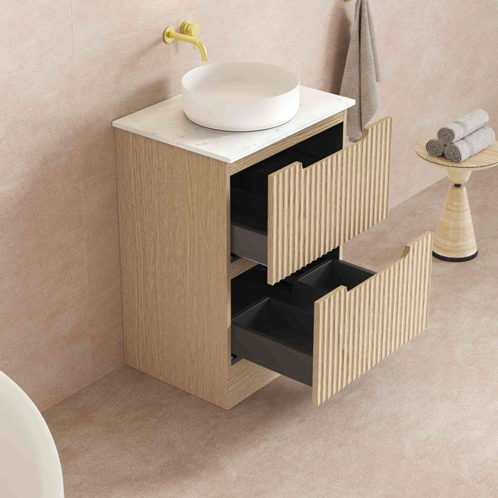 600-1800*455*830mm Mercio Rhea Natural Oak Fluted Freestanding Vanity