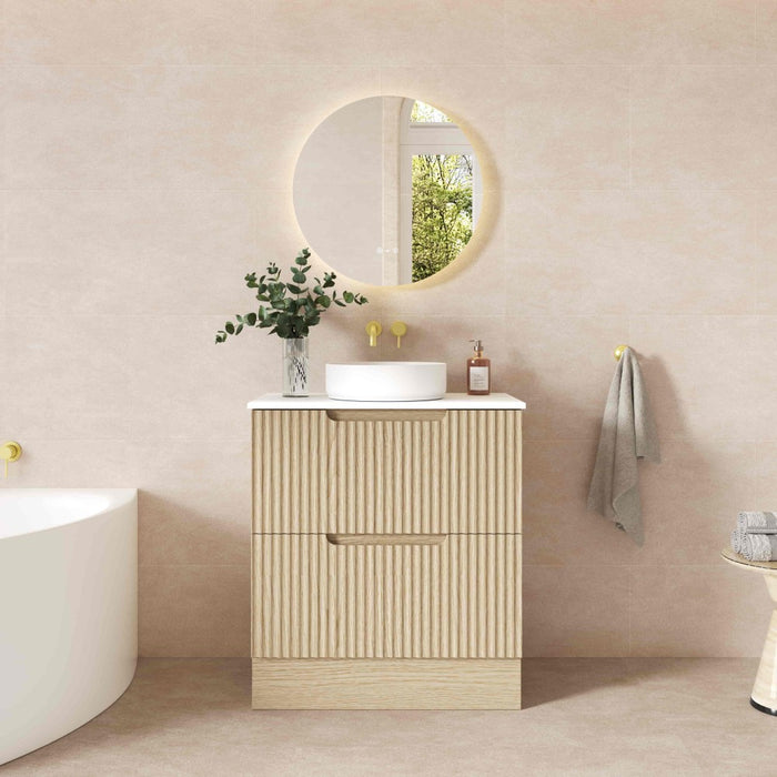 600-1800*455*830mm Mercio Rhea Natural Oak Fluted Freestanding Vanity