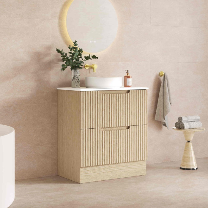 600-1800*455*830mm Mercio Rhea Natural Oak Fluted Freestanding Vanity