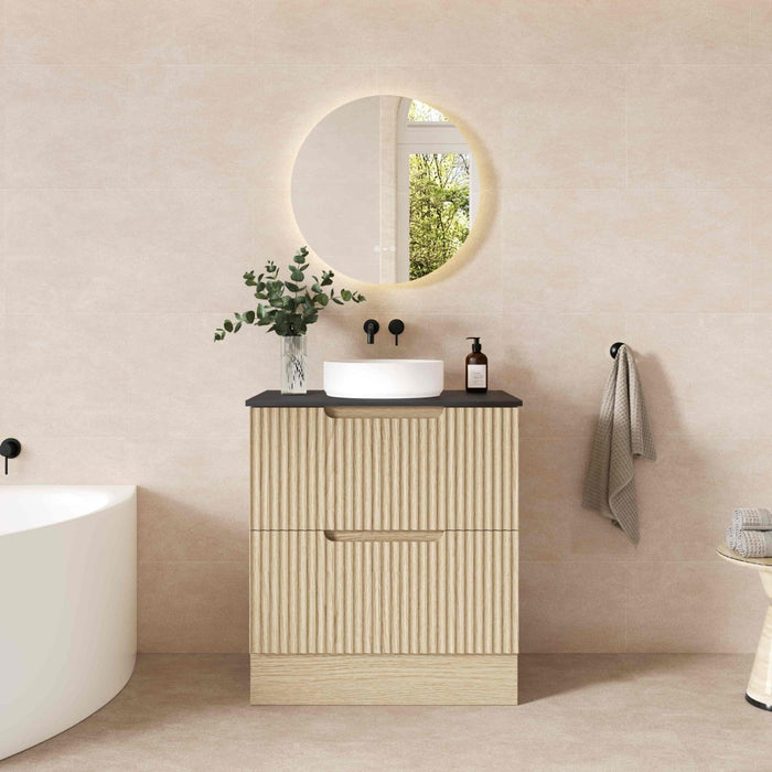 600-1800*455*830mm Mercio Rhea Natural Oak Fluted Freestanding Vanity