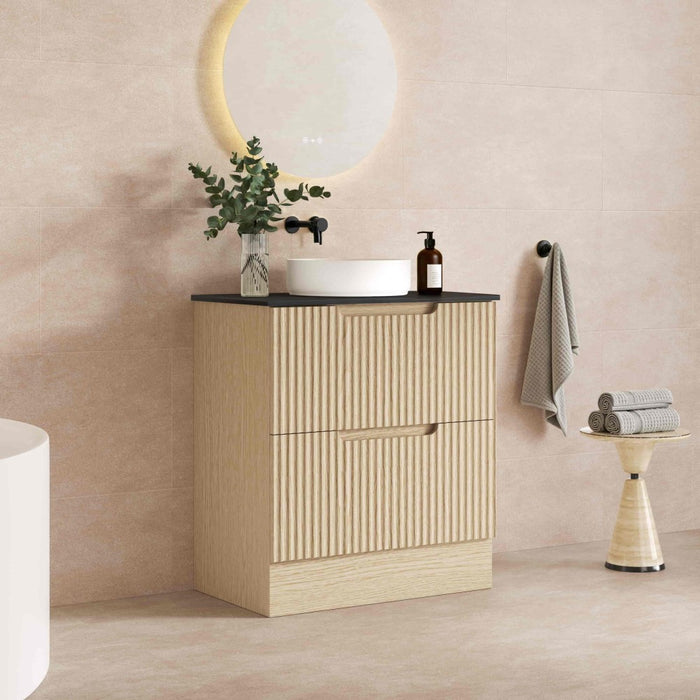 600-1800*455*830mm Mercio Rhea Natural Oak Fluted Freestanding Vanity