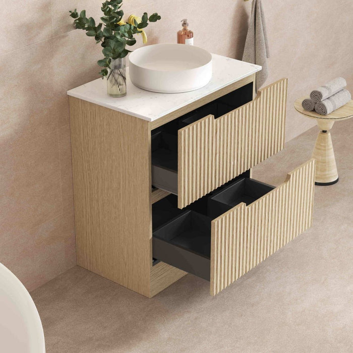 600-1800*455*830mm Mercio Rhea Natural Oak Fluted Freestanding Vanity