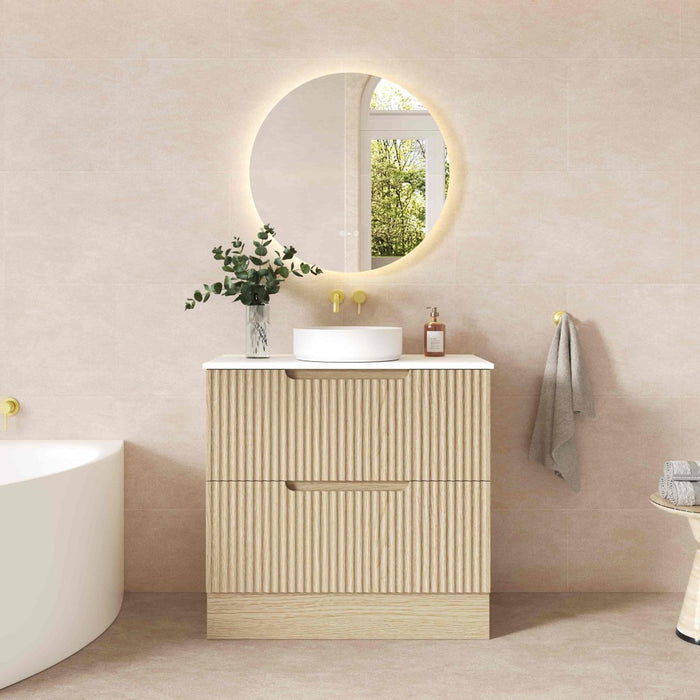 600-1800*455*830mm Mercio Rhea Natural Oak Fluted Freestanding Vanity