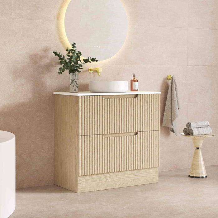600-1800*455*830mm Mercio Rhea Natural Oak Fluted Freestanding Vanity