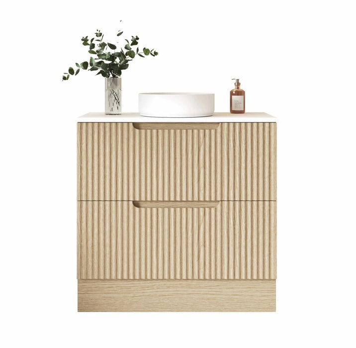 600-1800*455*830mm Mercio Rhea Natural Oak Fluted Freestanding Vanity
