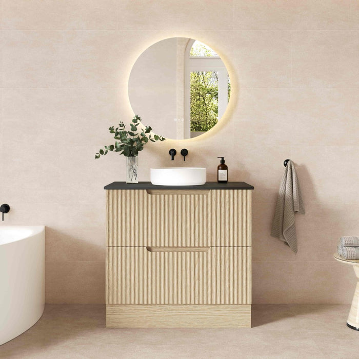 600-1800*455*830mm Mercio Rhea Natural Oak Fluted Freestanding Vanity