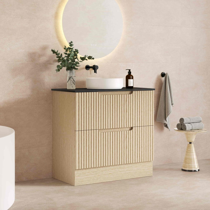 600-1800*455*830mm Mercio Rhea Natural Oak Fluted Freestanding Vanity