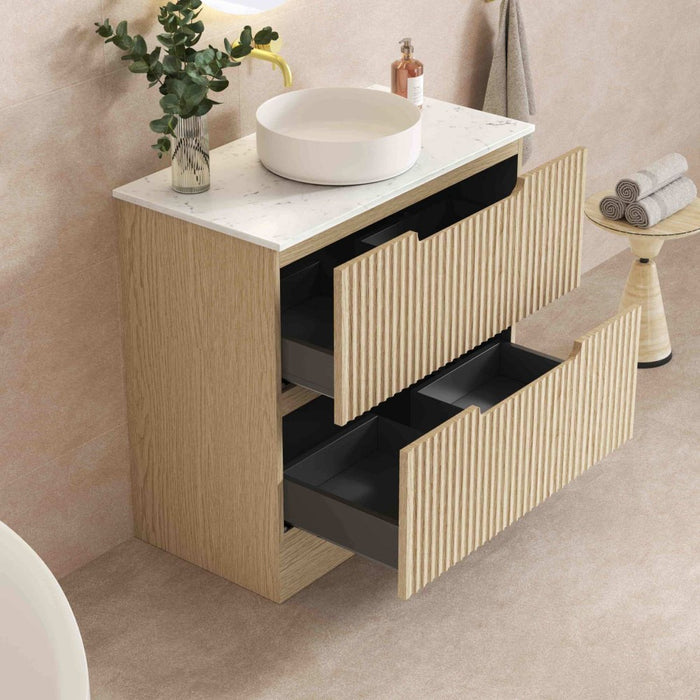 600-1800*455*830mm Mercio Rhea Natural Oak Fluted Freestanding Vanity
