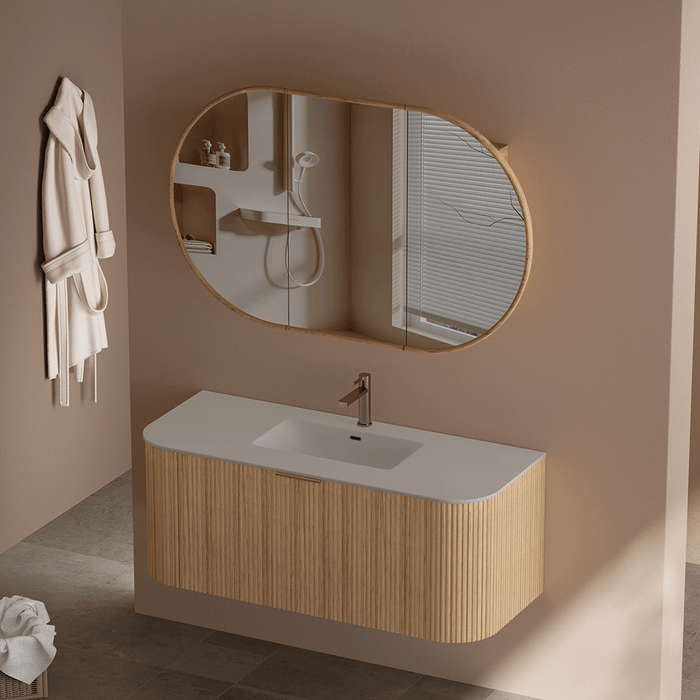 600-1500*455*450mm INF RIO Light Oak High-Moisture Resistant Plywood Fluted Wall Hung Vanity
