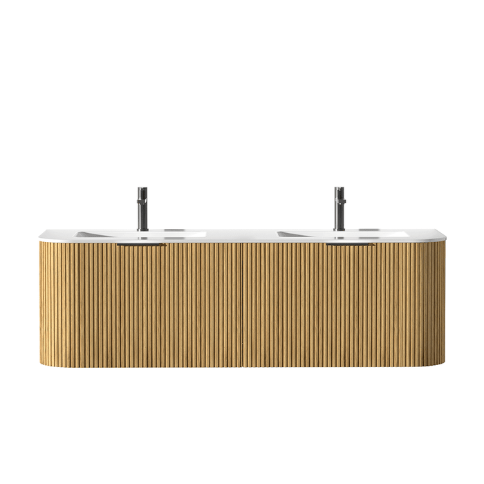 600-1500*455*450mm INF RIO Light Oak High-Moisture Resistant Plywood Fluted Wall Hung Vanity