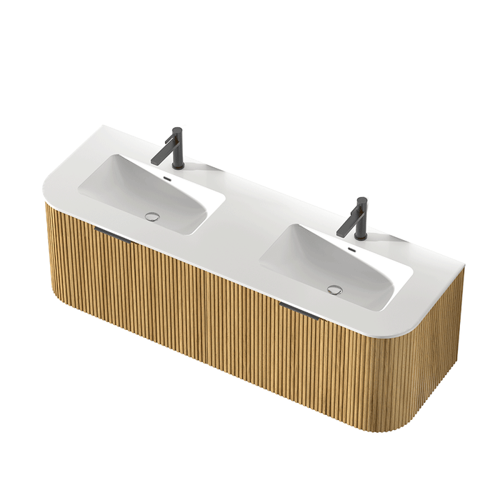 600-1500*455*450mm INF RIO Light Oak High-Moisture Resistant Plywood Fluted Wall Hung Vanity