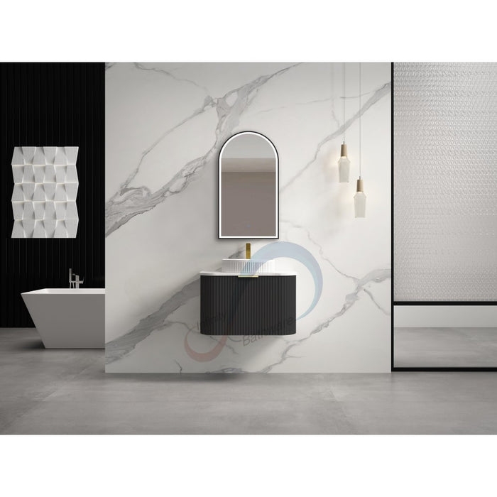 600-1800*455*450mm INF RIO Matt Black Plywood Fluted Wall Hung Vanity