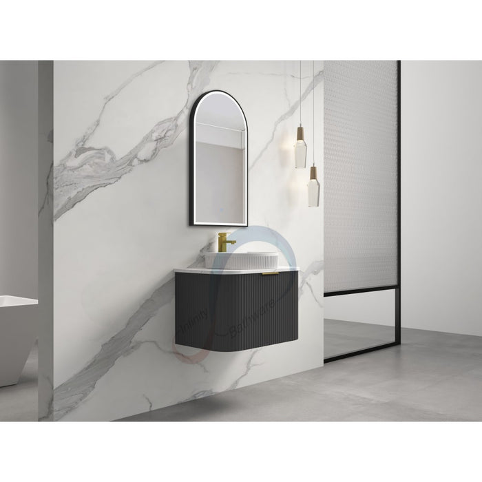 600-1800*455*450mm INF RIO Matt Black Plywood Fluted Wall Hung Vanity