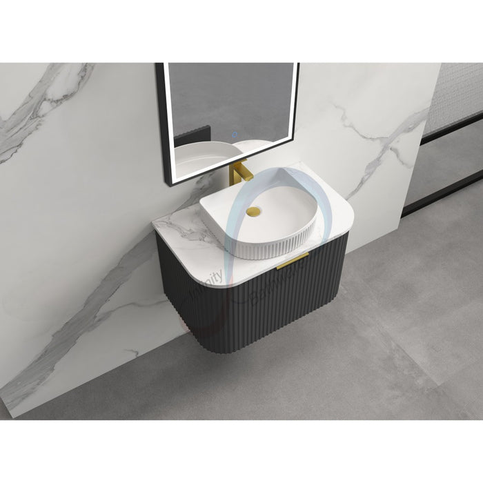 600-1800*455*450mm INF RIO Matt Black Plywood Fluted Wall Hung Vanity