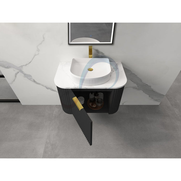 600-1800*455*450mm INF RIO Matt Black Plywood Fluted Wall Hung Vanity