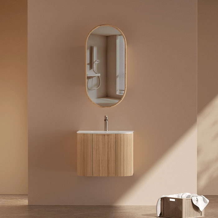 600-1500*455*450mm INF RIO Light Oak High-Moisture Resistant Plywood Fluted Wall Hung Vanity