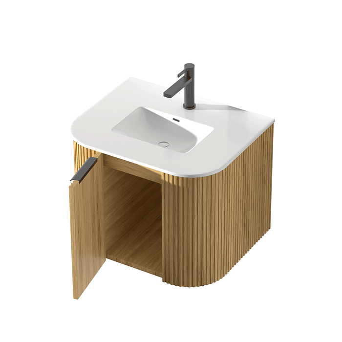 600-1500*455*450mm INF RIO Light Oak High-Moisture Resistant Plywood Fluted Wall Hung Vanity