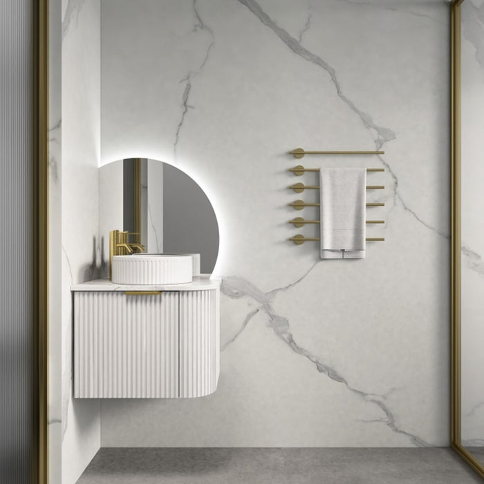 600-1500*455*450mm Infinity Rio Matt White Plywood L-Corner Fluted Wall Hung Vanity