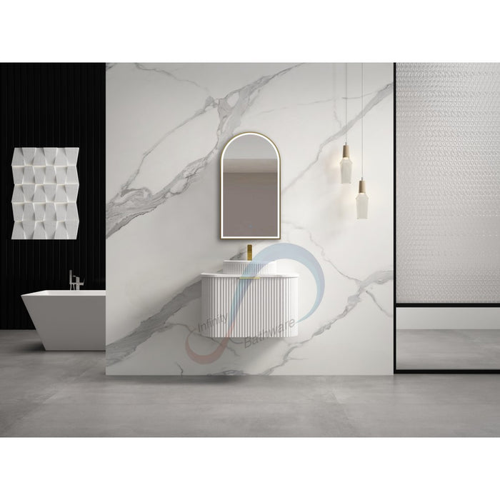 600-1800*455*450mm INF RIO Matt White Plywood Fluted Wall Hung Vanity