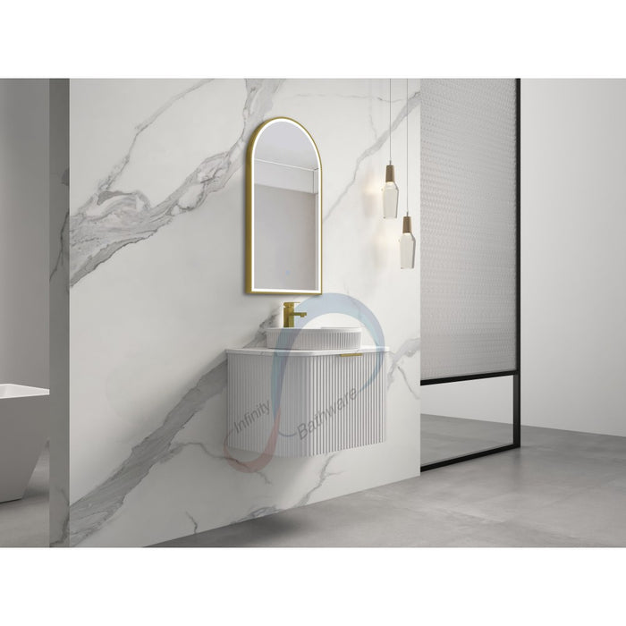 600-1800*455*450mm INF RIO Matt White Plywood Fluted Wall Hung Vanity