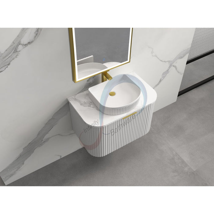 600-1800*455*450mm INF RIO Matt White Plywood Fluted Wall Hung Vanity