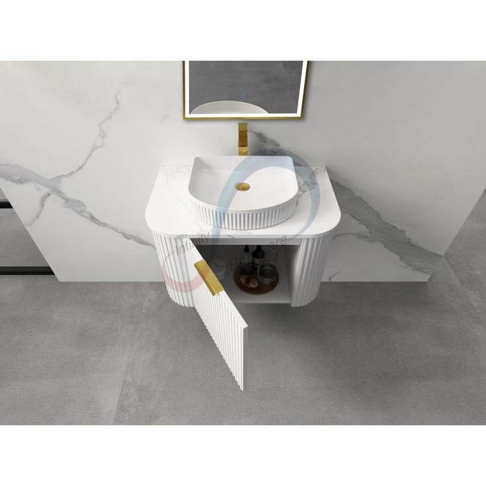 600-1800*455*450mm INF RIO Matt White Plywood Fluted Wall Hung Vanity
