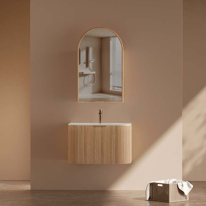 600-1500*455*450mm INF RIO Light Oak High-Moisture Resistant Plywood Fluted Wall Hung Vanity