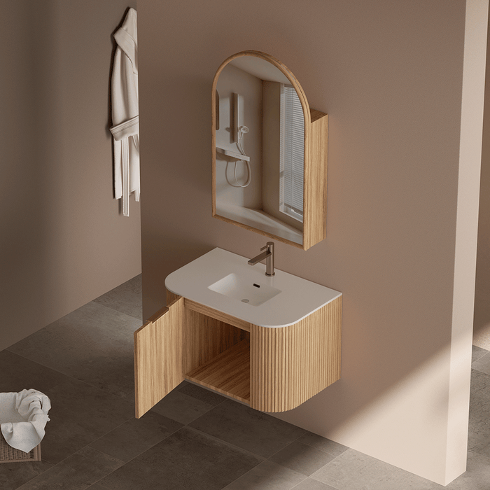 600-1500*455*450mm INF RIO Light Oak High-Moisture Resistant Plywood Fluted Wall Hung Vanity