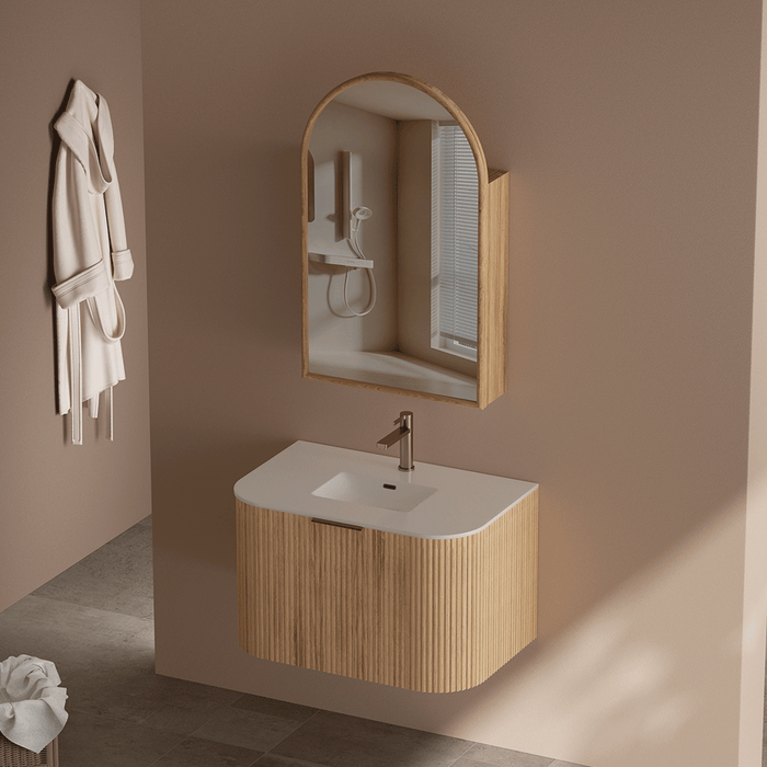 600-1500*455*450mm INF RIO Light Oak High-Moisture Resistant Plywood Fluted Wall Hung Vanity