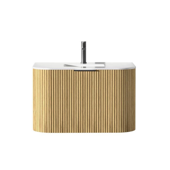 600-1500*455*450mm INF RIO Light Oak High-Moisture Resistant Plywood Fluted Wall Hung Vanity
